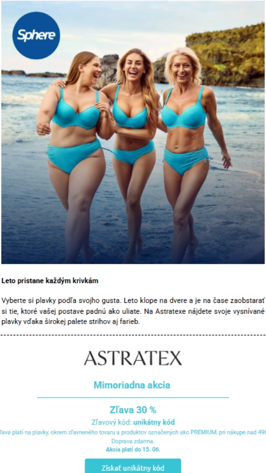 Získajte exkluzívnu zľavu 30 % na Astratex.sk so Sphere! (1)
